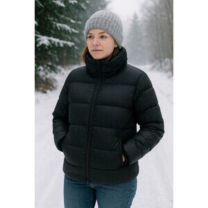 Old Navy Womens Black Puffer Jacket M Warm Quilted Zip Coat Winter Outerwear Cas